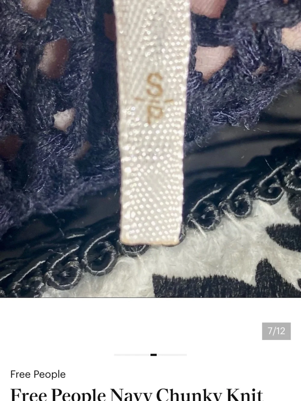 Free People Navy Chunky Knit Long Sleeve Sweater Open Stitch Small